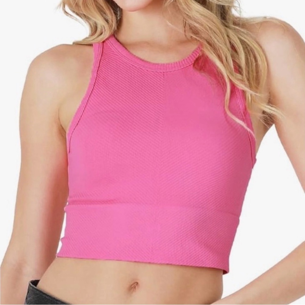 NIKI BIKI - Pink Ribbed Crop Top